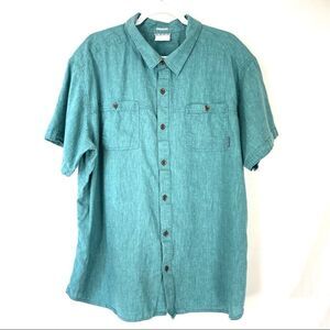 COLUMBIA Teal Hemp Short Sleeve Button down Shirt